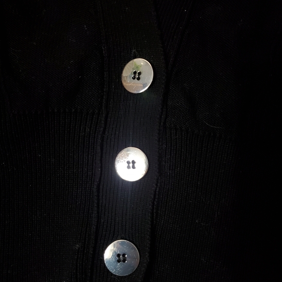 ba&sh "Ameo" Black V-Neck Knit Crop Cardigan. Silver Buttons. 3/4 Sleeves. XS. - Picture 8 of 14